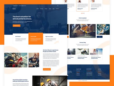 Facto - Industry website by Rubel Hossen Industrial Website, Insurance Website, Harry Taylor, Blue Website, Wix Templates, Ui Ux Designer, School Website, Ux Designer, Website Design Layout