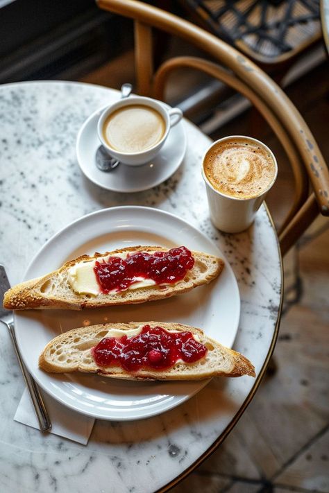 Start the day with a taste of France! 🥖✨ Explore the delicious ideas of traditional French breakfast recipes. This buttery tartine with sweet jam is just the beginning of your gourmet morning adventure. Bon appétit! 🇫🇷🍓🥐 #FrenchBreakfast #MorningDelight #BonAppetit #TartineLove #FrenchFoodie 🍞☕ Traditional French Breakfast, Authentic Breakfast, Typical French Breakfast, French Breakfast Recipes, Crepes Recipe Breakfast, European Breakfast, Breakfast Crepes, Breakfast Bread Recipes, Recipes Authentic