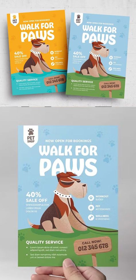 Dog Walking Flyer, Dog Walking Services, Pet Wellness, Flyer Poster, Dog Walker, Poster Template, Print Templates, Dog Grooming, Dog Walking