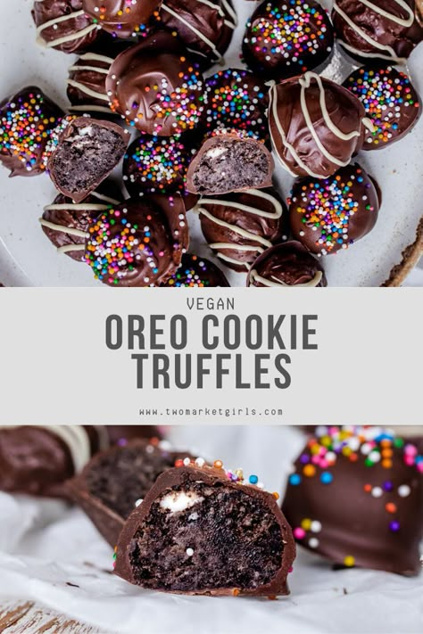 Decadent, creamy Vegan Oreo Truffles make the perfect replacement for a box of chocolates. Vegan Oreo Truffles, Vegan Cake Recipes Vanilla, Vegan Cake Recipes Birthdays, Oreo Cookie Truffles, Healthy Candy Recipes, Mochi Recipes, Oreo Cake Pops, Oreo Treats, Cheesecake Truffles