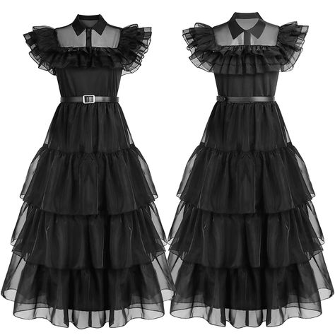 Movie Wednesday Cosplay Dresses Wednesday Addams Cosplay Costume Gothic Wind Adult Kids Children Black Dance Dresses, Wednesday Addams Cosplay, Black Gothic Dress, Wednesday Addams Costume, Wednesday Dress, Boho Print Dress, Ceremony Dresses, Elegant Maxi Dress, Goth Dress