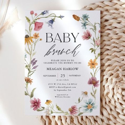 $2.8 | Printable Wildflower Floral Baby Brunch Invitation - little wildflower, wildflower baby shower, floral baby shower, spring baby shower, watercolor, baby in bloom, baby brunch, wildflower shower, girl baby shower invitations, baby shower invite Baby Shower Ideas Flower Theme, A Little Wild Flower Is On The Way, Dainty Baby Shower Ideas, Floral Themed Baby Shower Ideas, Garden Party Baby Shower Theme, Brunch Themed Baby Shower Ideas, Trending Baby Shower Themes, 2nd Baby Shower Ideas, Flower Themed Baby Shower Ideas