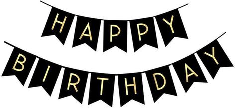 Black Happy Birthday, Gold Birthday Banner, Letters Birthday, Banner Black, Happy Birthday Bunting, Party Girlande, Birthday Bunting, First Birthday Banners, Decoration Photo