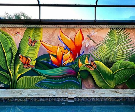 Murals Art Ideas, Wall Paint Art Ideas, Diy Outdoor Mural, Vitale Brothers, Exterior Murals, Street Art Love, Garden Mural, Wall Street Art, Cafe Wall Art