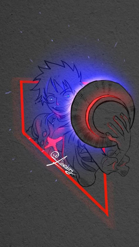 One Piece Glowing Wallpaper, Luffy Glow Art, Glowing Art Tutorial, Luffy Drawing, Glow Art, Adventure Time Wallpaper, My Wallpaper, Best Anime Drawings, Glowing Art