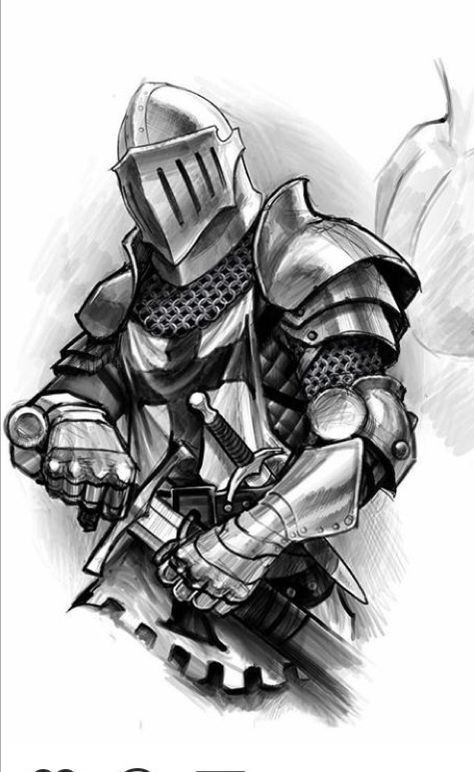 Tattoo Ideas Warrior, Tattoo Armor, Warrior Tattoo Ideas, Templar Knight Tattoo, Gladiator Tattoo, Knight Drawing, Spartan Tattoo, Medieval Tattoo, Knight Tattoo