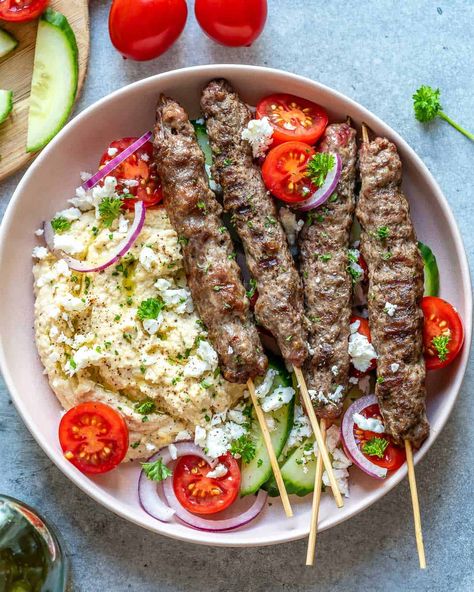 Beef Kafta - Healthy Fitness Meals Kafta Recipe, Beef Kafta, Lean Beef Recipes, Beef Kabobs, Doner Kebab, Healthy Fitness Meals, Kabob Recipes, Middle Eastern Dishes, Kebab Recipes