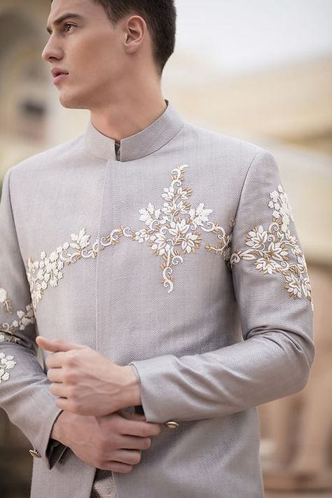 Buy Off-White & Pink Resham Embroidered Italian IndoWestern Sherwani Online | Samyakk Casual Wedding Suit, Pose Pengantin, Indowestern Sherwani, Indian Wedding Clothes For Men, Best Wedding Suits, Sherwani For Men Wedding, Wedding Kurta For Men, Groom Dress Men, Indian Groom Wear