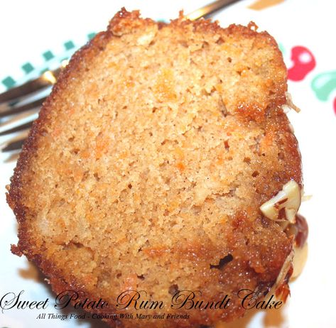 Sweet Potato Bundt Cake, Eggnog Desserts, Rum Bundt Cake, Sweet Potato Cake Recipe, Eggnog Dessert, Cream Cheese Bundt Cake, The Novice Chef, Maple Icing, Novice Chef