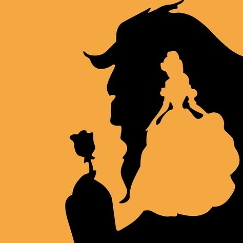 Beauty & the Beast Beast Illustration, Beauty And The Beast Art, Negative Space Art, Disney Silhouette, Disney Silhouettes, Disney Paintings, Beauty Beast, Pinturas Disney, Disney Beauty And The Beast