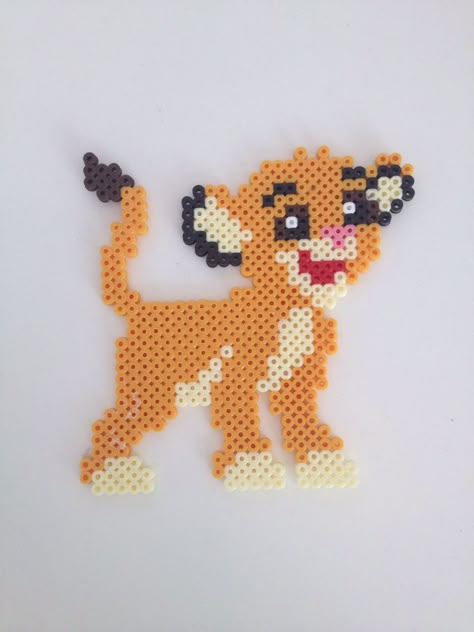 Lion King Perler Beads Pattern, Lion Perler Beads, Lion King Perler Beads, Roi Lion Simba, Hama Beads Disney, Melt Beads Patterns, Hamma Beads Ideas, Melty Bead Patterns, Pixel Beads