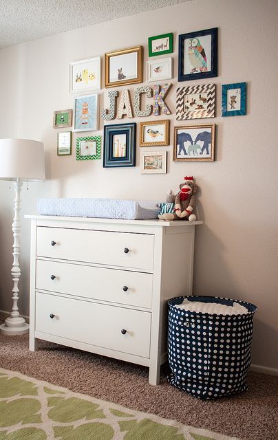 So cute! Love the neutral walls and furniture and how all the color is in the frames and decor#nursery Twins Nursery, Bedroom Boy, Changing Tables, Future Mommy, Nursery Letters, Nursery Organization, Safari Nursery, Big Boy Room, Nursery Signs