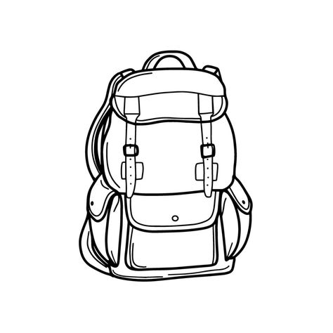 Backpack Drawing, Photo Album Covers, Packing Bags Travel, Bag Illustration, Vector Art Design, Hiking Pack, Drawing Bag, Hiking Bag, Bag Packing