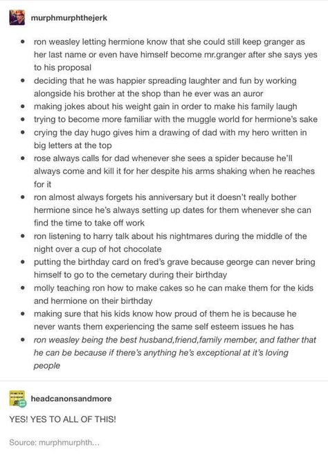 Ron Weasley Headcanons, Book Ron Weasley, Weasley Headcanons, Canon Ship, Ronald Weasley, Yer A Wizard Harry, Ron And Hermione, Harry Potter Headcannons, Harry Potter Love