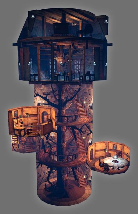 Wizard Tower, Casas The Sims 4, Isometric Art, Minecraft Architecture, Minecraft Building, Fantasy House, Fantasy City, Minecraft Projects, Fantasy Places