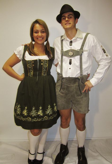 German couple Octoberfest Outfits, German Couple, Bavarian Outfit, Germany Outfits, Oktoberfest Outfits, German Costume, German Outfit, Black Halloween Dress, Oktoberfest Outfit