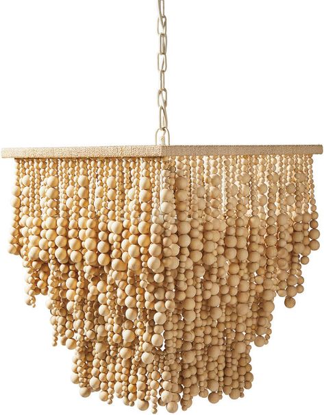 Serena and Lily Sorrel Chandelier Bead Lamp, Banquette Design, Basement Lighting, Boho Chandelier, Wood Bead Chandelier, Shell Chandelier, Bleached Wood, Serena Lily, Foyer Lighting