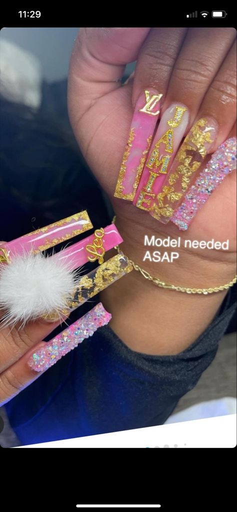 Leo Birthday, Hippie Nails, Ombre Acrylic Nails, Short Square Acrylic Nails, Exotic Nails, Long Acrylic Nails Coffin, Long Square Acrylic Nails, Bling Acrylic Nails, Glam Nails