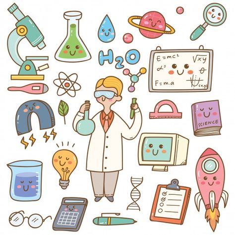 Scientist with laboratory equipment cart... | Premium Vector #Freepik #vector #background #kids #technology #education Cute Science Doodles, Laboratory Stickers, Laboratory Drawing, Scientist Drawing, Doodle Science, Scientist Illustration, Laboratory Illustration, Science Lab Equipment, Lab Illustration