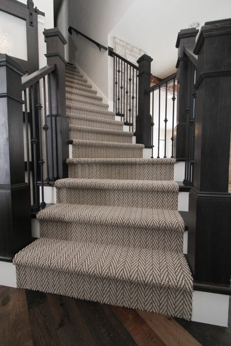 Residential Photo Gallery | H.J. Martin and Son Wood Floor Staircase, Carpeted Stairs With Wood End Caps, Carpet Runner On Dark Wood Stairs, Dark Staircase With Runner, Stair Runner Carpet Dark Wood, Dark Carpet Stairs, Dark Wood Stairs With Runner, Stair Runner Dark Wood, Dark Stair Runner