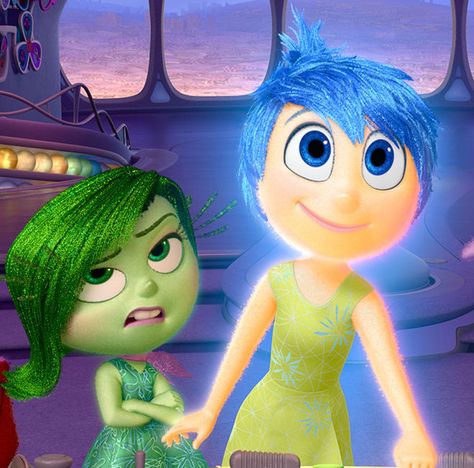 Disgust and Joy Joy X Disgust, Inside Out Matching Pfp, Inside Out 2 Joy, Joy And Disgust, Joy From Inside Out, Wlw Couple, Disgusted Inside Out, Joy Inside Out, Disney Movie Scenes