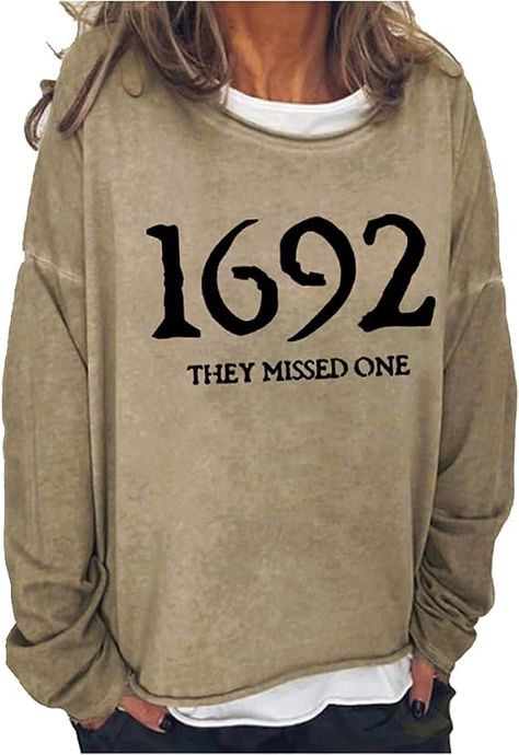 Vintage 1692 They Missed One Long Sleeve Crewneck Shirt Vintage Funny Sweatshirt Halloween Fun Shirt Gifts Goth Mom, Witch Print, Pattern Sleeve, Salem Witch, Long Sleeve Style, Halloween Fashion, Ted Talks, Halloween Sweatshirt, Funny Sweatshirts