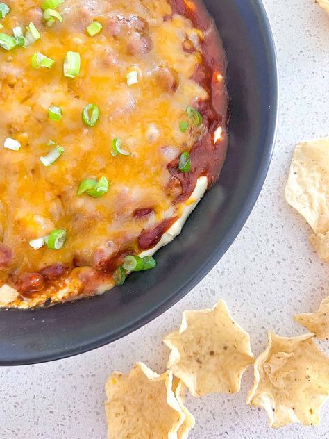 Cheesy Hormel Chili Dip appetizer for any tailgate or football game. Chili And Cream Cheese Dip, Hormel Chili Cream Cheese Dip, Hormel Chili Recipe, Hormel Chili Dip, Hormel Chili Cheese Dip, Hamburger Cheese Dips, Chili Cream Cheese Dip, Chili Dip Recipes, Chili Cheese Dip Recipes