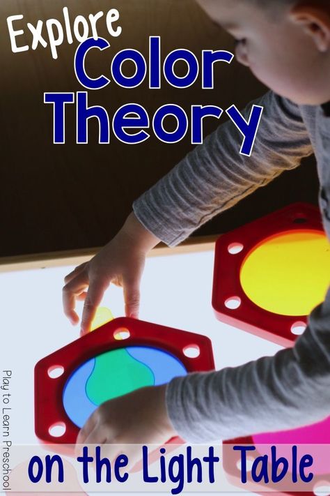 Children are naturally attracted to bright colors, so the light table is an exciting tool to help them understand color theory!  via @PlayToLearnPS Diy Fidgets, Diy Light Table, Preschool Stem, Senses Activities, Preschool Colors, Toddler Activity, Teaching Colors, Pre K Activities, Colour Theory