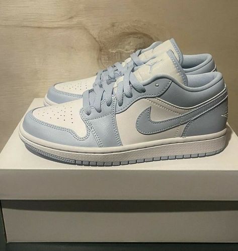 Jordan 1 Low Ice Blue, Nike Air Jordan Shoes, Jordan Shoes Girls, Pretty Shoes Sneakers, Nike Air Jordan 1 Low, Christmas Shoes, All Nike Shoes, Cute Nike Shoes, Purple Shoes