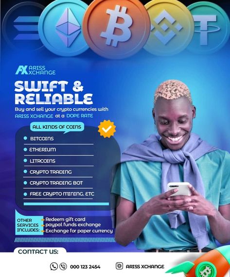 A crypto exchange flyer design Day 22 design done☑️ Crypto Flyer Design, Exchange Flyer Design, Exchange Design, Nigerian Independence, Crypto Design, Month Design, Redeem Gift Card, Church Poster Design, Event Poster Design