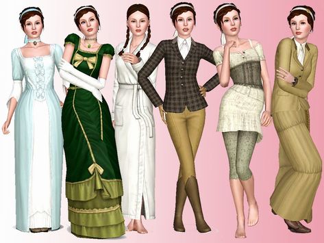 Rainbow Hair Color Ideas, Base Hair Color, Sims 3 Cc Clothes, Sims Outfits, Regency Dresses, Sims 4 Decades Challenge, Sims 3 Cc Finds, Sims 3 Mods, Sims Clothes