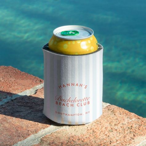 Retro Modern Vintage Blue Bachelorette Can Cooler | Zazzle Neutral Bachelorette, Blue Bachelorette, Bachelorette Koozies, Beer Sleeve, Retro Modern, Social Club, Can Cooler, Beer Can, Hand Warmers