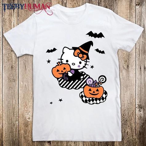 Shirts Hello Kitty, Halloween Hello Kitty, Hello Kitty T Shirt, Girls Stuff, Hello Kitty Halloween, Witch Halloween, Halloween Shirts, Halloween Pictures, Halloween T Shirt