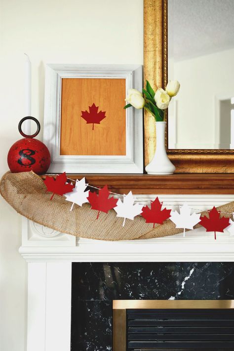 Canada Decor, Canada Day Fireworks, Canada Day Crafts, Canada Party, Canada Project, Canada Day Party, Mantel Design, Art Cut, Mantel Decor