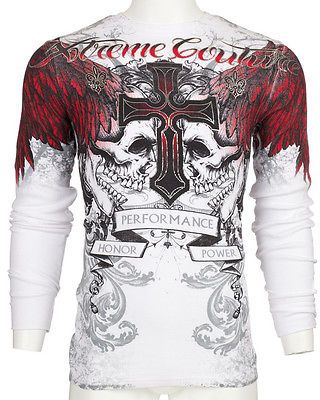 Xtreme Couture AFFLICTION Men THERMAL T-Shirt CARNIVORE Skulls Biker MMA UFC $58 Affliction Clothing, Affliction Shirts, Xtreme Couture, Affliction Men, Mens Thermals, Red Skull, Thermal Shirt, Men's Button Down Shirt, Ufc