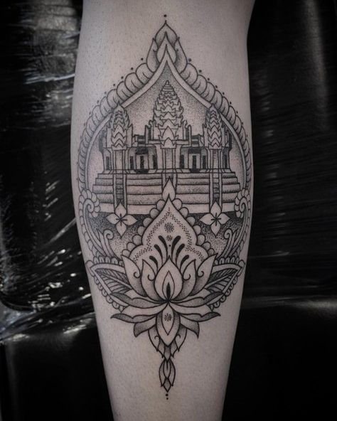 Angkor Wat Tattoo, Cambodian Tattoo, Maui Tattoo, Khmer Tattoo, Arm Tats, Buddha Tattoo, Leg Tattoos Women, Lotus Tattoo, Tattoo Small