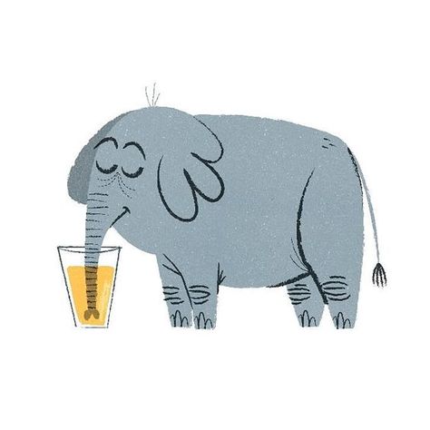 Drink Cartoon, Elephant Illustration, Mid Century Illustration, Elephant Drawing, 강아지 그림, 카드 디자인, Elephant Art, Love Illustration, An Elephant