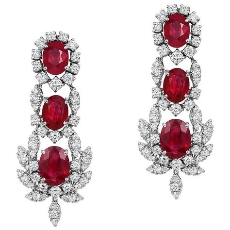 Earrings Van Cleef, Jewellery Ruby, Diamond Statement Necklace, White Gold Drop Earrings, Diamond Chandelier Earrings, Jewelry Ruby, Red Pendant, Gold Chandelier Earrings, Platinum Earrings