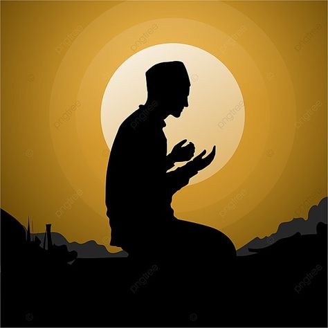 Silhouette Of Muslim Man Praying Vector Illustration Background Man And Woman Silhouette, Man Praying, Prayer Images, Mosque Silhouette, Dragon Ball Z Iphone Wallpaper, New Images Hd, True Faith, Islamic Cartoon, Muslim Men