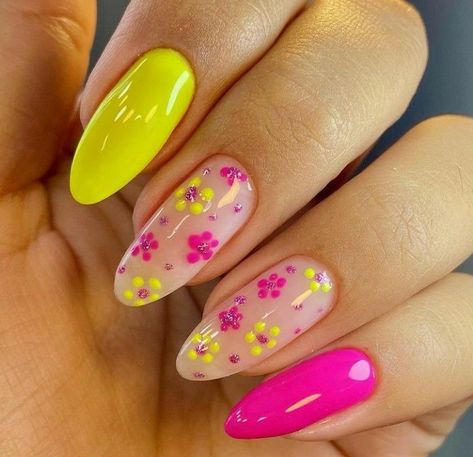 60+ Summer Nail Art 2023 Ideas to give you that invincible shine and confidence | summer nail 2023 Pink Yellow Nail Art, Mum Nails, Summer Nails 2023, Cute Summer Nail Designs, Hard Gel Nails, Trendy Nail Art Designs, Nails 2023, Colorful Nail Designs, Glam Nails