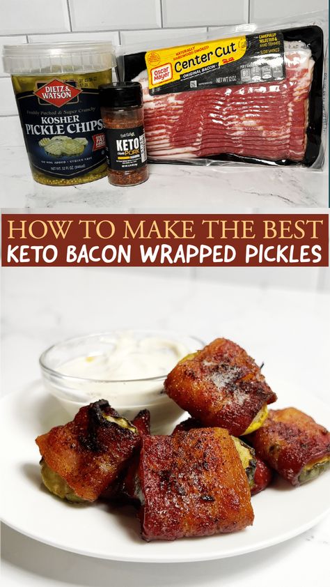 Bacon Wrapped Pickles, Keto Ranch, Wrapped Pickles, Bacon Snacks, Keto Bacon, Pork Seasoning, Pickle Chips, Cheese Wrap, Keto Cheese