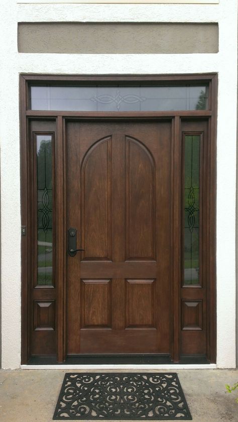 Window And Door Designs, Wooden Door Paint Color, Get Door Design, Outside Door Design, Front Door With Windows, Door Transom, Best Door Designs, Doors Painting, New Door Design