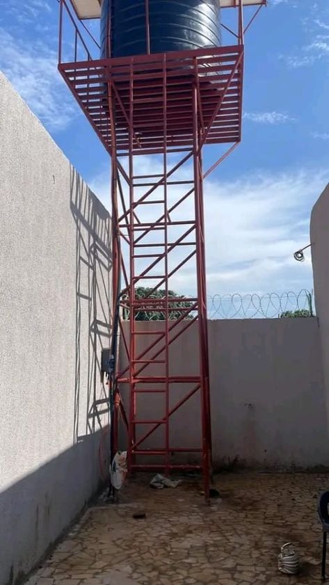 Water Tank Stand Design, Steel Water Tanks, Home Gate Design, Metal Doors Design, Dubai Holidays, Tank Stand, Grill Door Design, Iron Gate Design, Plumbing Installation