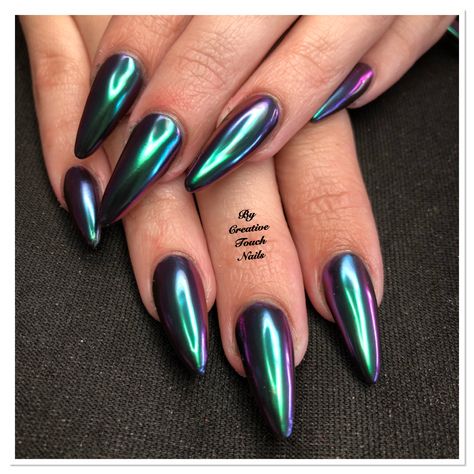 Spectacular chameleon chrome Nail Shop, Nail Pro, Nails Magazine, Chrome Nails, Nails On Fleek, Nails Nails, Swag Nails, Beauty Nails, Beautiful Nails