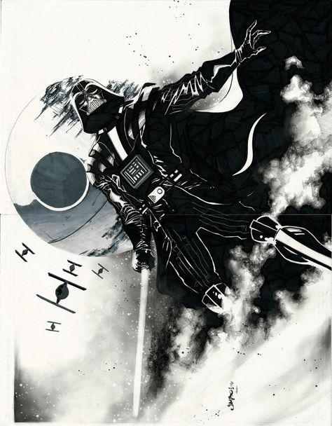 Star Wars - Darth Vader by Jimbo Salgado * Dark Vader, Dark Vador, Cuadros Star Wars, Vader Star Wars, Star Wars Tattoo, Star Wars Day, Star Wars Wallpaper, Star Wars Artwork, Star Wars Fan Art