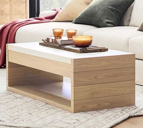 Short Coffee Table, Coffee Table Ideas For Small Spaces, Cofee Tables, Coffee Table Designs, Coffee Table Pottery Barn, Meja Sofa, Console Unit, Center Table Decor, Contemporary Coffee Tables