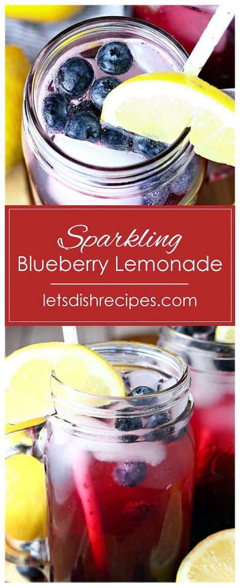 Sparkling Blueberry Lemonade Recipe -- Sparkling blueberry lemonade is the perfect way to welcome warmer weather! Homemade Blueberry Lemonade Recipe, Frozen Blueberry Lemonade, Blueberry Mint Lemonade, Blueberry Lemonade Concentrate Canning, Sparkling Blueberry Lemonade, Blueberry Recipes Breakfast, Tofu Smoothie, Flavored Lemonade, Organic Fruits And Vegetables