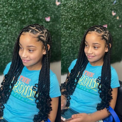 Braids For 10 Year Girl, One Year Old Hairstyles, Simple Hairstyle For School, Hairstyle For School, Feeder Braids, Girls School Hairstyles, Black Kids Braids Hairstyles, Hairstyles For Black Kids, Simple Hairstyle