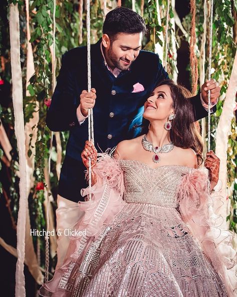 20 Most Stylish Indo-Western Engagement Dresses To Inspire Your Own First Public Ceremony! Engagement Gowns Western, Indian Engagement Outfits, Engagement Couple Outfits, Strengthen Marriage, Indian Engagement Outfit, Celebrity Wedding Photos, Indian Engagement, Engagement Outfit Ideas, Western Engagement