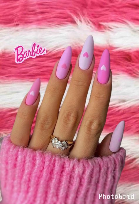 Add a touch of Barbie style to your nails with this pink template created in PhotoGridAppLike this post if you loved it photocollage aesthetic Barbie aesthetic Nail Ideas Barbie Pink, Girly Nail Designs Pink, Mean Girls Nails Ideas, Simple Barbie Nails, Barbie Style Nails, Barbie Core Nails, Nail Designs Barbie, Barbie Nails Design Ideas, Pink Nails Barbie